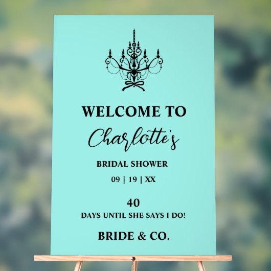 Bride & Co. Brautparty Türkis Willkommen Acrylschild (Neutral)