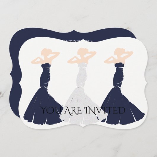 BRIDE & CO Bridal Navy Blue Bridesmaid Party Einladung (Vorne/Hinten)