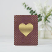 BRIDE CO Burgund und Gold Heart Polka Dot Party Einladung (Stehend Vorderseite)