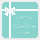 Bride & Co Elegantes Brautparty mit weißem Bow Rib Quadratischer Aufkleber (Vorderseite)