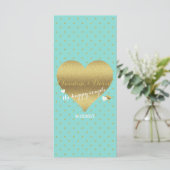 BRIDE Co Gold Aquamarin Blue Polka Dot Hochzeitsfe Programm (Stehend Vorderseite)