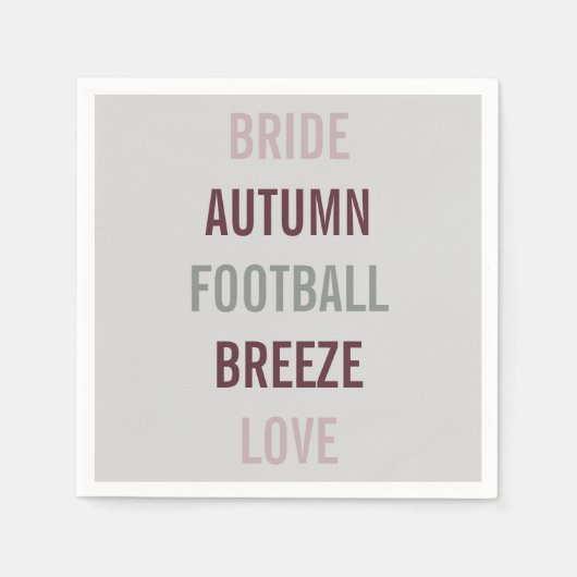 BRIDE & CO Herbstbriefe Herabsetzung des Liebe Dus Serviette (Vorderseite)