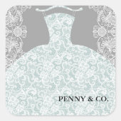 BRIDE CO Hier kommt etwas Blau zur Brautpartei Quadratischer Aufkleber (Vorderseite)