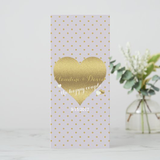 Bride Co Lavender Gold Polka Dot Hochzeitsfeier Programm (Stehend Vorderseite)
