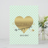 BRIDE CO Mint Gold Polka Dot Elegant Wedding Party Programm (Stehend Vorderseite)