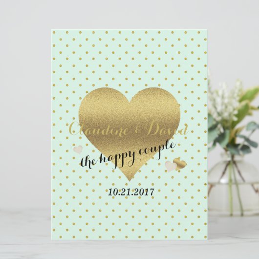 BRIDE CO Mint Gold Polka Dot Elegant Wedding Party Programm (Stehend Vorderseite)