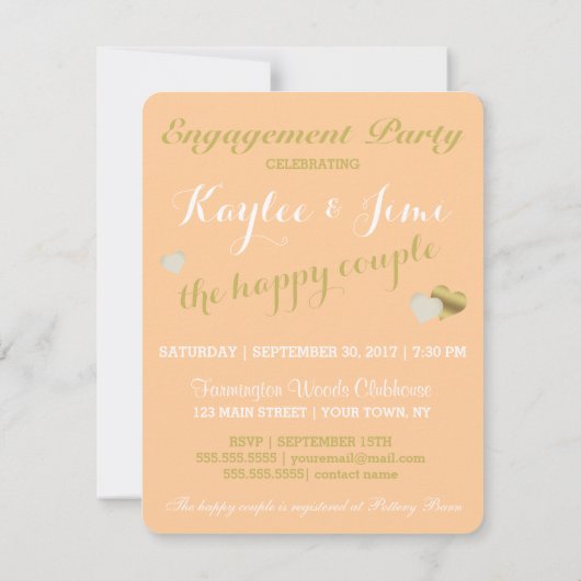 BRIDE & CO Peach and White Party Polka Dots Party Einladung (Rückseite)