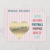 BRIDE CO Pink Final Fling Shooter Tailgate Party Einladung (Vorne/Hinten)