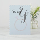 BRIDE & CO Sie sagte ja! Diamantring-Verlobung Einladung (Stehend Vorderseite)