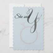 BRIDE & CO Sie sagte ja! Diamantring-Verlobung Einladung (Vorderseite)