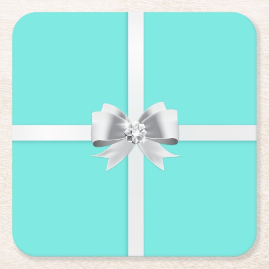 Bride & Co. Türkis/Aquamarines Brautparty Unterset Rechteckiger Pappuntersetzer (Vorderseite)