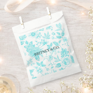 Bride & Co. Türkis Floral Toile Personalisiert Geschenktütchen