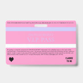 BRIDE & CO VIP Bachelorette Dusche Party Einstieg Ausweis (Back)