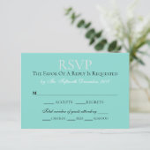Bride & Co Wedding Suite Elegantes Aquamarines Bla RSVP Karte (Stehend Vorderseite)