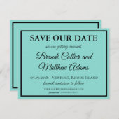 Bride & Co Wedding Suite Modernes Aquamarines Blue Save The Date (Vorne/Hinten)