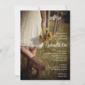 Bride, Cowboy Boots und Sonnenblumen Brautparty Einladung (Vorderseite)