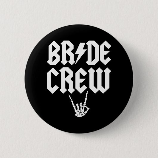 Bride Crew Rock'n'Roll Gothic Halloween Bacheloret Button (Vorderseite)