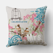 Bride Damask Love Bird Cherry Blossom Birdcage Kissen (Rückseite)