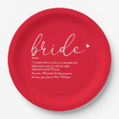 Bride Definition Brautparty Chic Script Red Pappteller (Vorderseite)