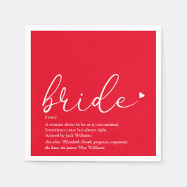 Bride Definition Brautparty Chic Script Red Serviette