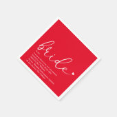 Bride Definition Brautparty Chic Script Red Serviette (Ecke)
