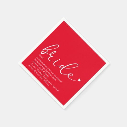 Bride Definition Brautparty Chic Script Red Serviette (Ecke)