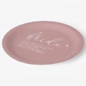 Bride Definition Brautparty Dusty Rose Pappteller (Schrägansicht)