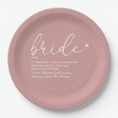 Bride Definition Brautparty Dusty Rose Pappteller (Vorderseite)