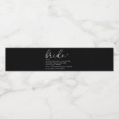Bride Definition, Brautparty-Elegante-Script Wasserflaschenetikett (Einzelnes Label)