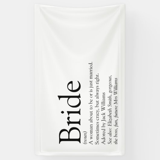 Bride Definition Brautparty Hochzeit Banner (Vertikal)