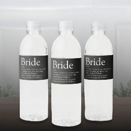 Bride Definition Brautparty Hochzeit Wasserflaschenetikett