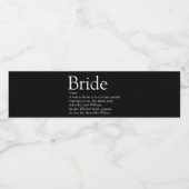 Bride Definition Brautparty Hochzeit Wasserflaschenetikett (Einzelnes Label)