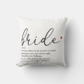 Bride Definition, Brautparty Script Liebe Herz Kissen (Vorderseite)
