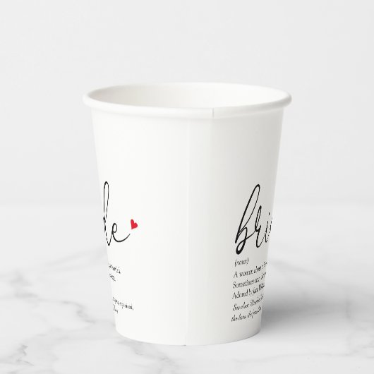 Bride Definition Brautparty Script Modern Pappbecher (Rechts)