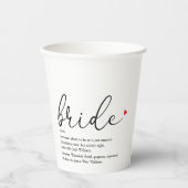 Bride Definition Brautparty Script Modern Pappbecher (Vorderseite)