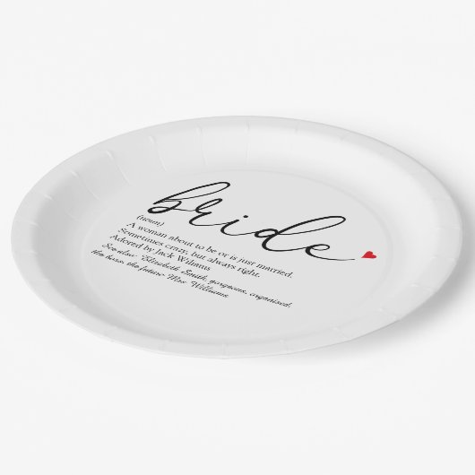 Bride Definition Brautparty Script Modern Pappteller (Schrägansicht)