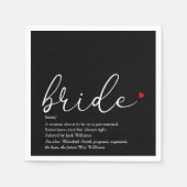 Bride Definition, Brautparty Script Red Heart Serviette (Vorderseite)