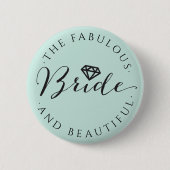 Bride Diamond Classic Script Wedding Brautparty Button (Vorderseite)