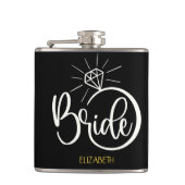 Bride Diamond Ring Black and Gold Wedding Flask Flachmann (Vorderseite)