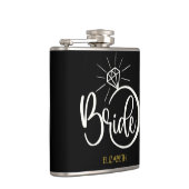 Bride Diamond Ring Black and Gold Wedding Flask Flachmann (Rechts)