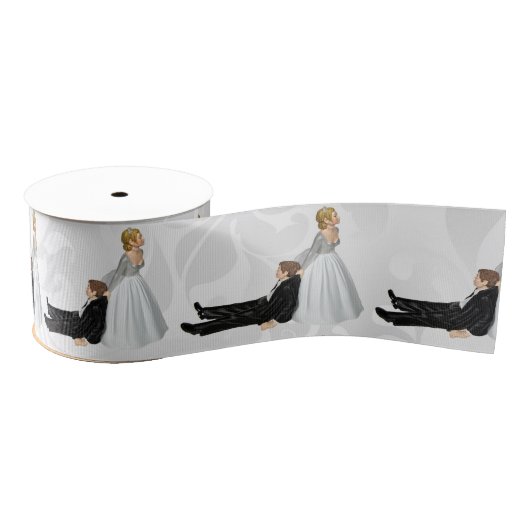 Bride Dragging The Groom Wedding Humor Ripsband (Spule)