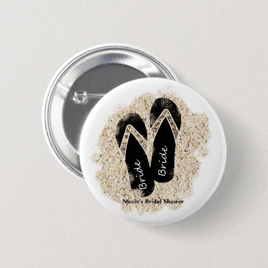 Bride Dreh Flop Sandals Summer Beach Brautparty Button (Vorne & Hinten)