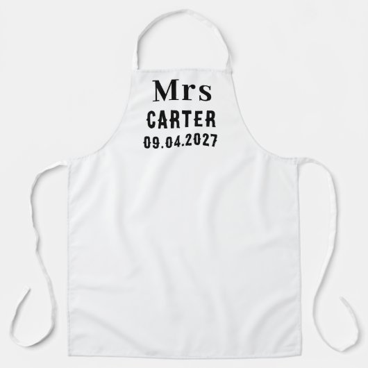 Bride Elegant Black Name Moderne Hochzeit Schürze (Vorderseite)