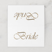 Bride Elegant Gold Skript vorbehalten Hochzeitstis Platzkarte (Außenseite Aufgefaltet)