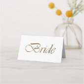Bride Elegant Gold Skript vorbehalten Hochzeitstis Platzkarte (Rückseite)