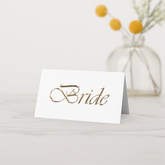 Bride Elegant Gold Skript vorbehalten Hochzeitstis Platzkarte (Vorderseite)