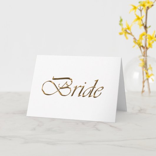 Bride Elegant goldene Drehbuchschrift schicke weiß Karte (Gelbe Blume)