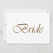 Bride Elegant Goldskript Hochzeitstisch-Platzkarte (Vorderseite)