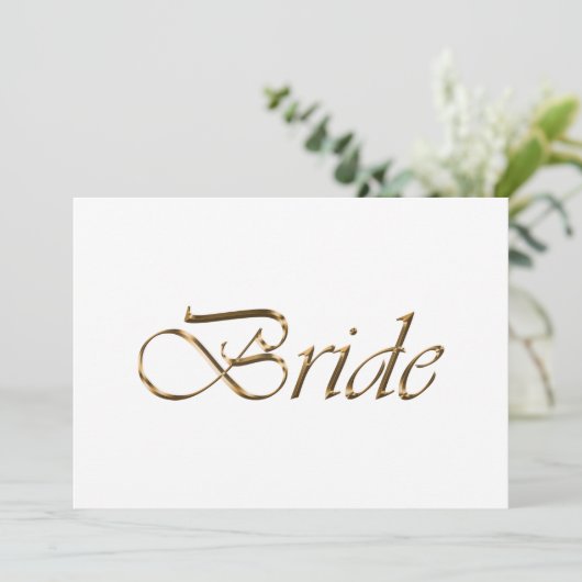 Bride Elegant Goldskript Hochzeitstisch-Platzkarte (Stehend Vorderseite)