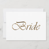 Bride Elegant Goldskript Hochzeitstisch-Platzkarte (Rückseite)